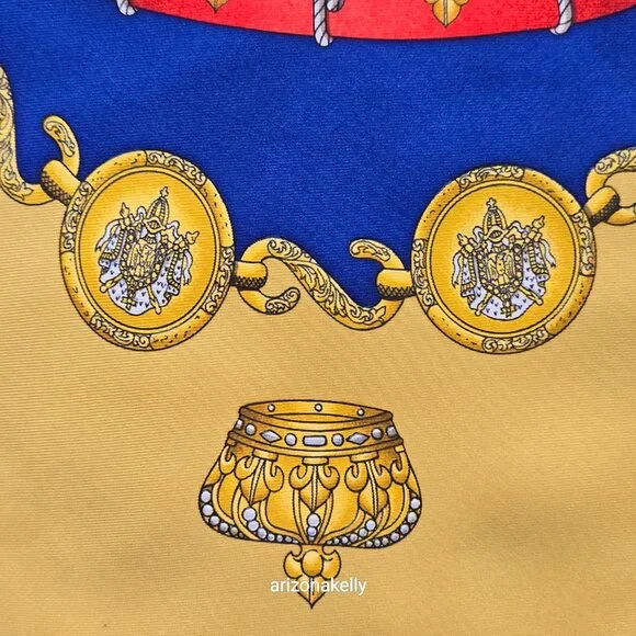 Hermès 'Les Tambours' Silk Scarf Gold Yellow - Picture 6 of 15